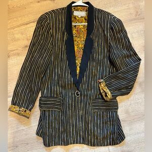 Vintage 90s Platinum Dorothy Schoelen Blazer Black Gold M
